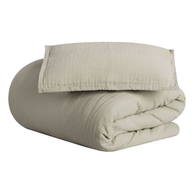 Parure de lit en mousseline de coton Thyme Gris