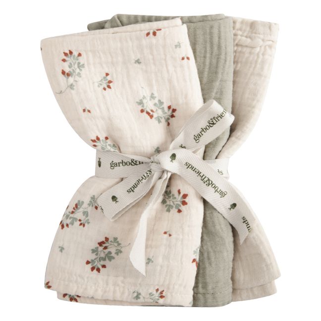 Clover Cotton muslin swaddles - Set of 3 | Ecru