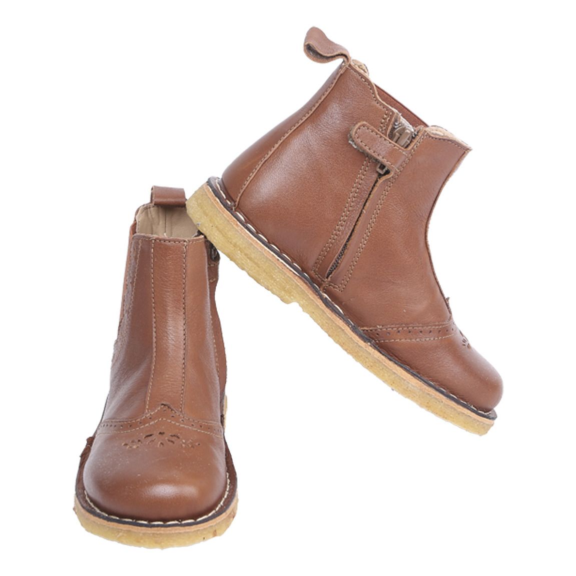 Emile et Ida - Chelsea Boots Cuir Prairie - Fille - Camel
