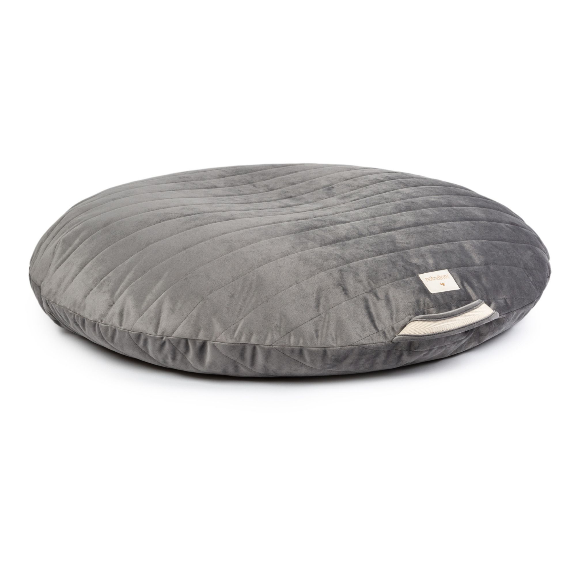 Nobodinoz - Pouf rond Sahara en velours - Gris ardoise