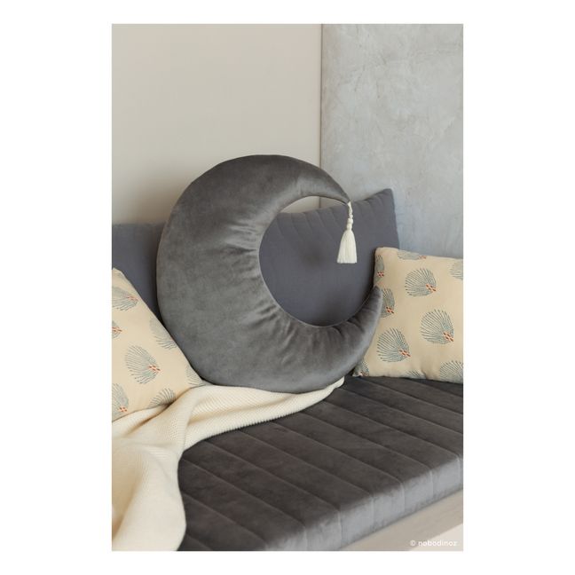 Pierrot Velvet Cushion Slate grey