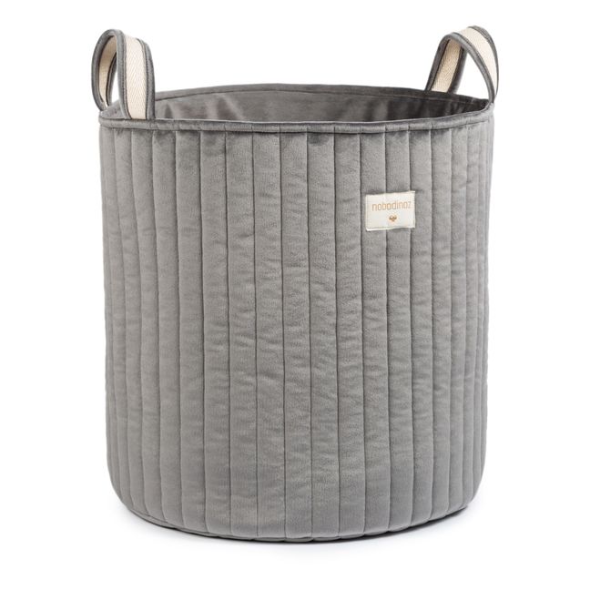 Velvet storage basket Slate grey