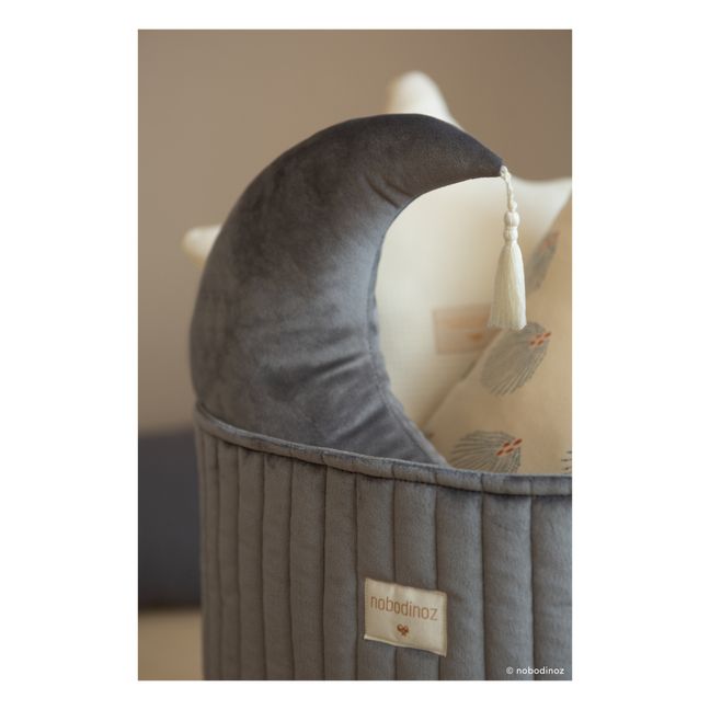 Velvet storage basket Slate grey