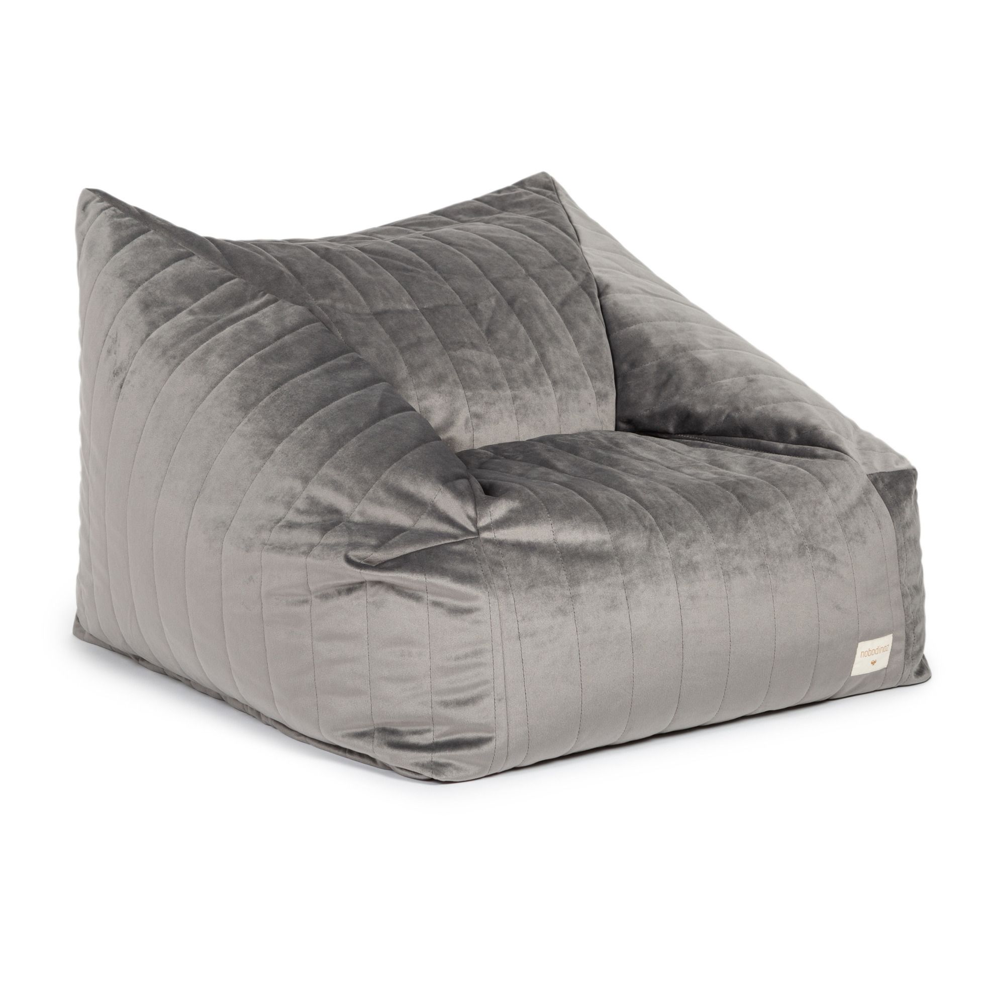 Nobodinoz - Pouf Chelsea en velours - Gris ardoise