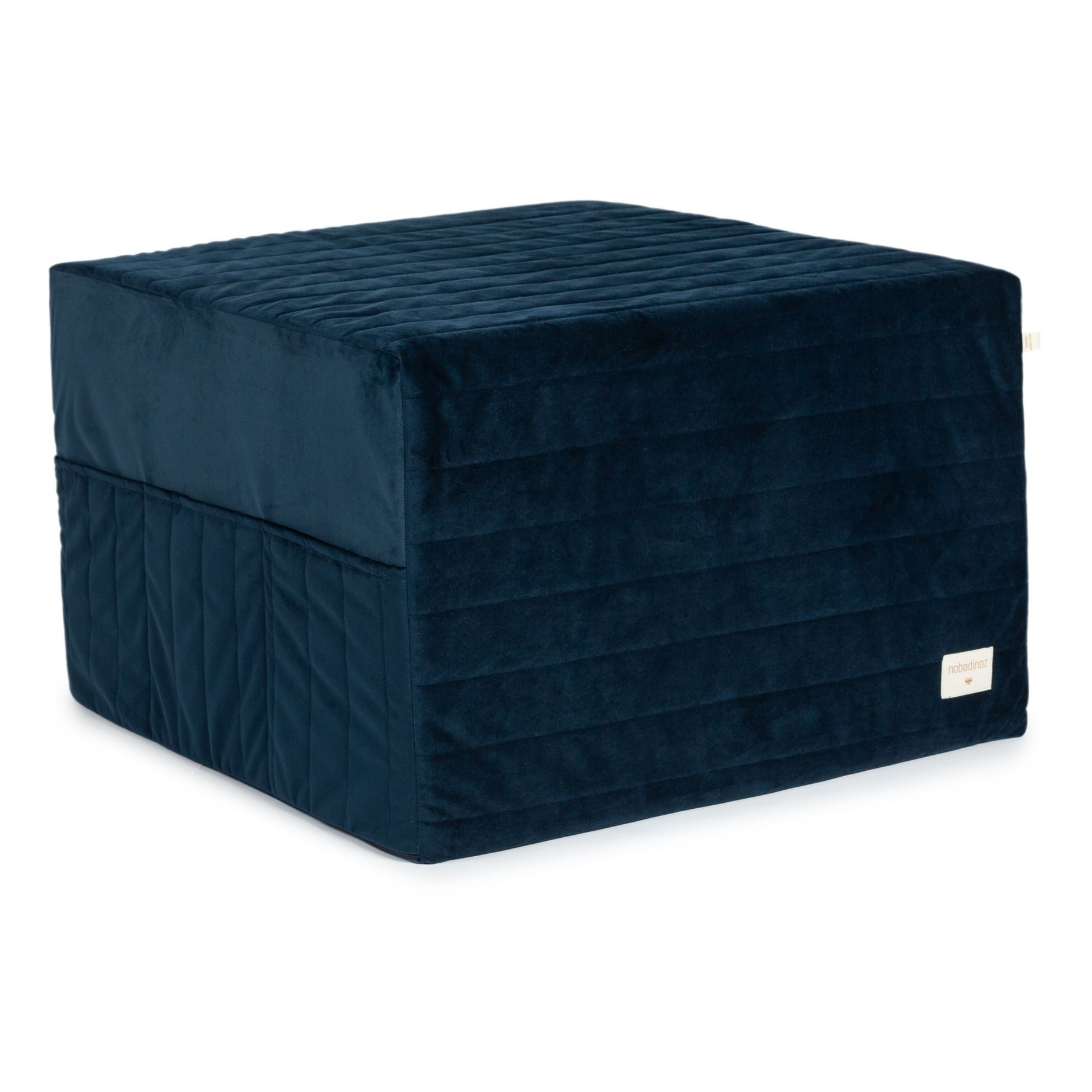 Puf cama plegable Sleepover de terciopelo 3 en 1 Azul Noche- Imagen del producto n°0