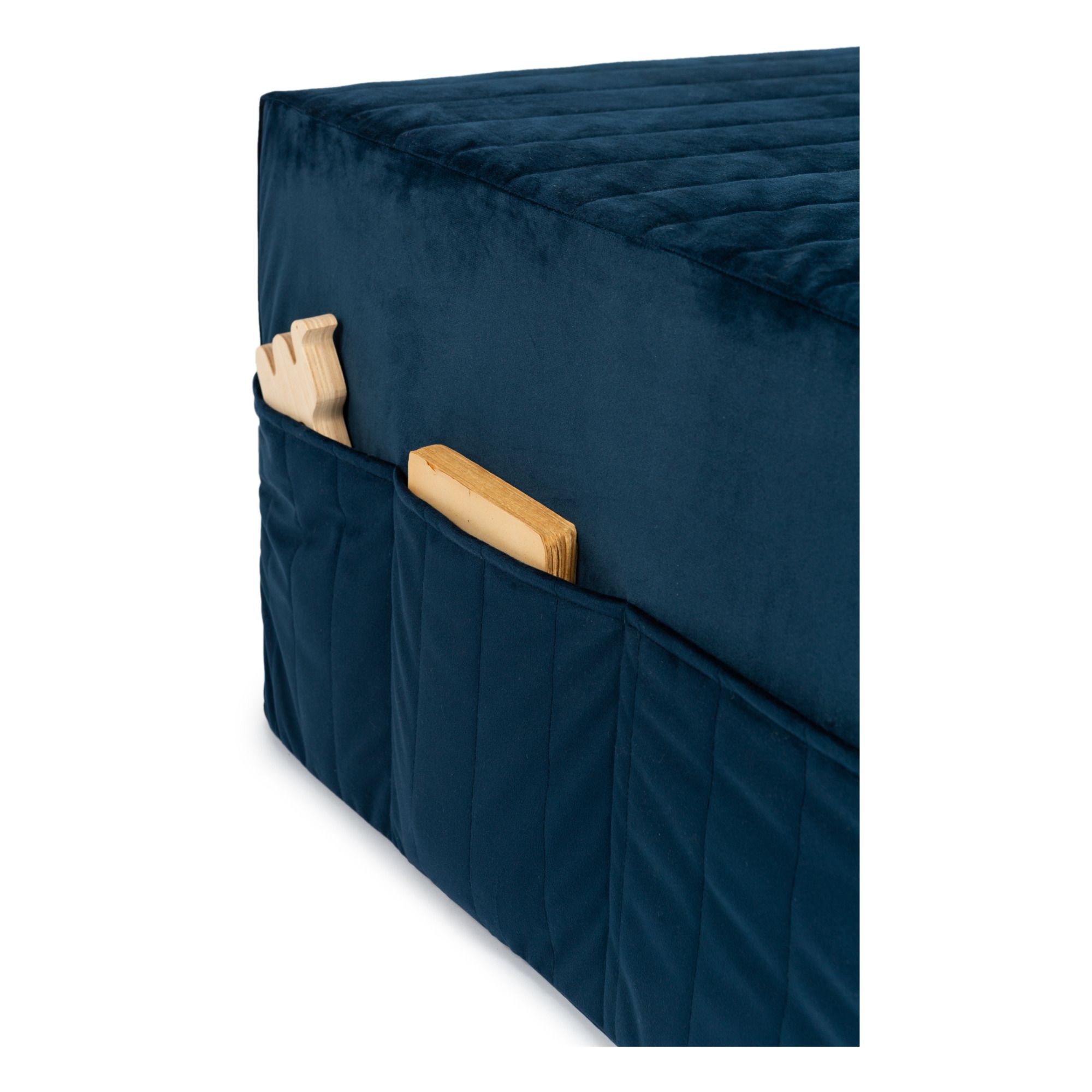 Puf cama plegable Sleepover de terciopelo 3 en 1 Azul Noche- Imagen del producto n°2