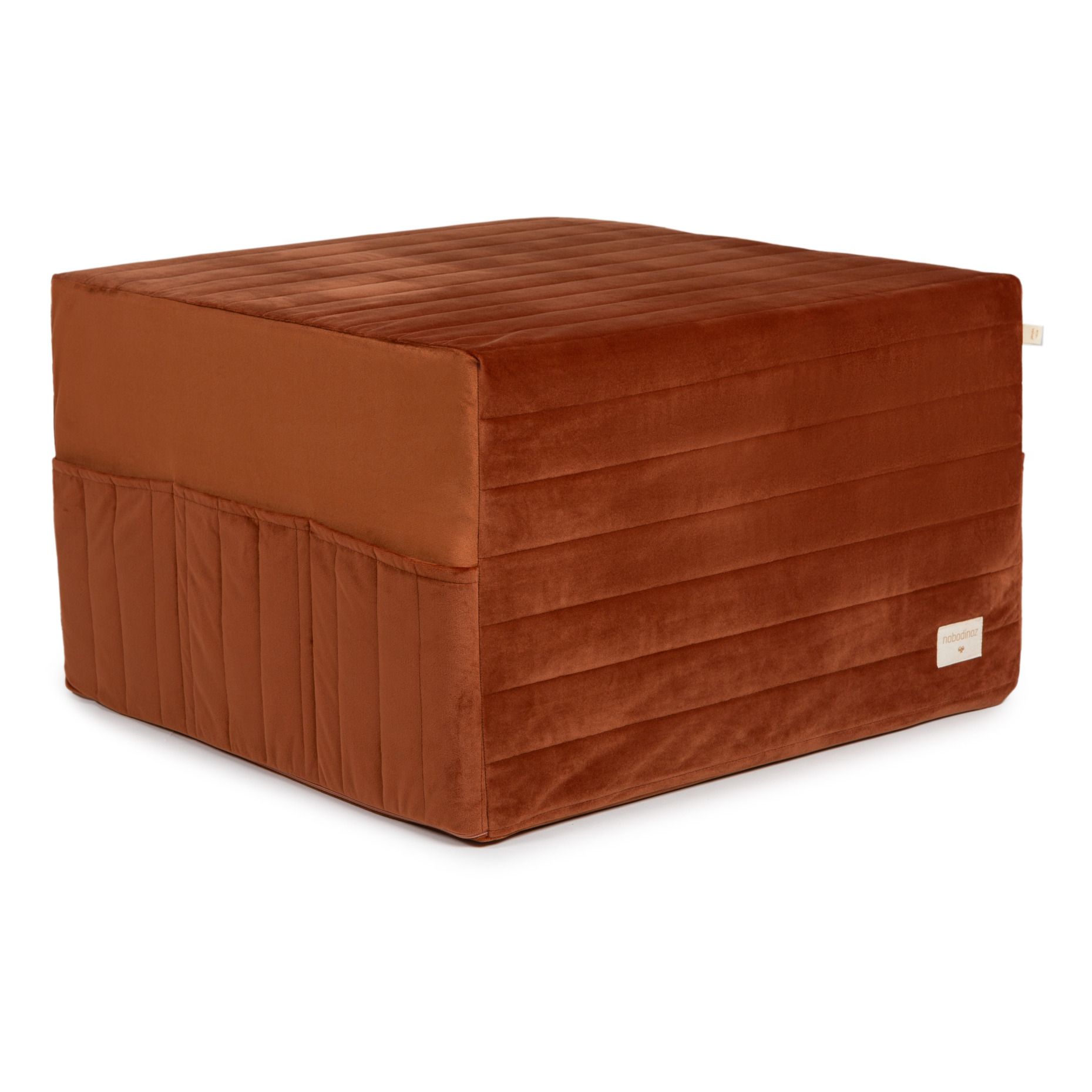 Nobodinoz - Pouf 3 en 1 Sleepover en velours - Chocolat