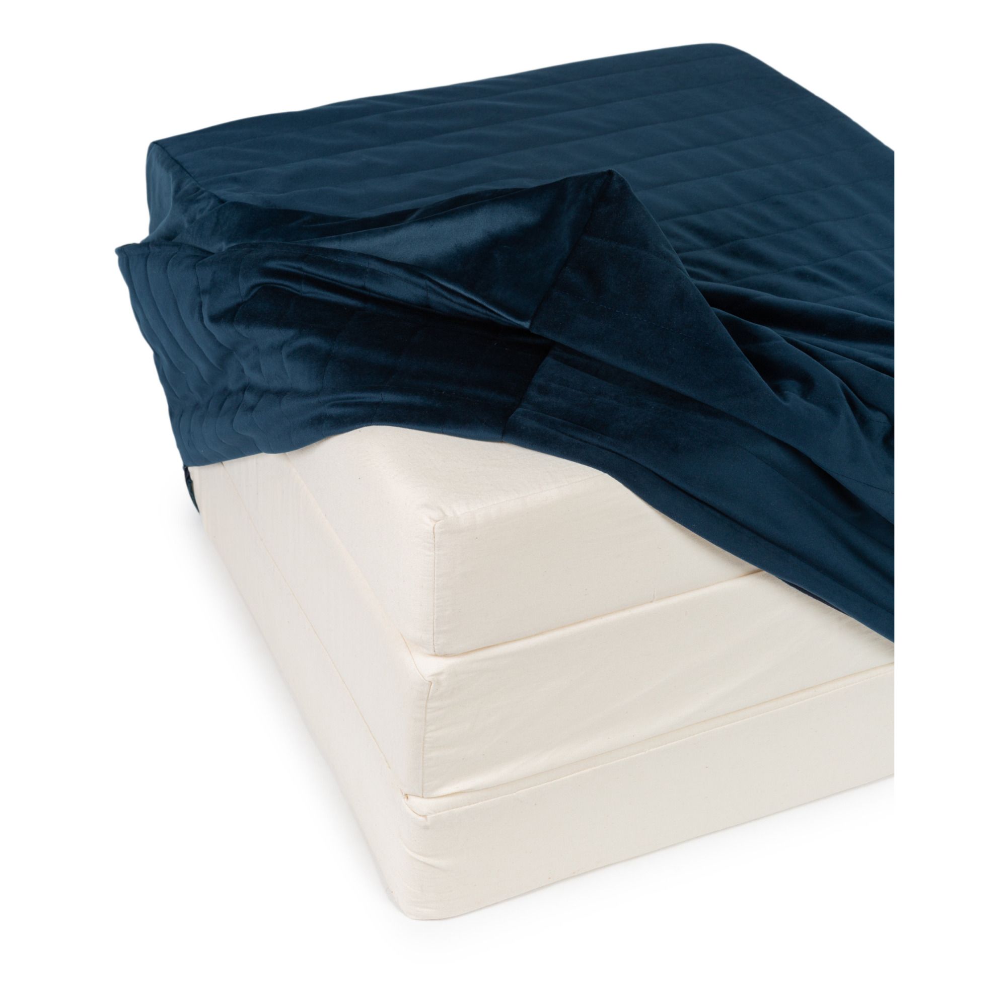 Puf cama plegable Sleepover de terciopelo 3 en 1 Azul Noche- Imagen del producto n°3