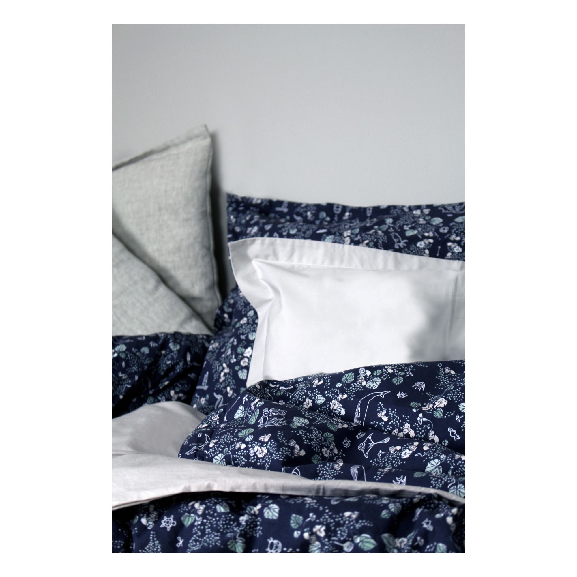 Parure de lit Mares en percale de coton Bleu marine- Image produit n°1