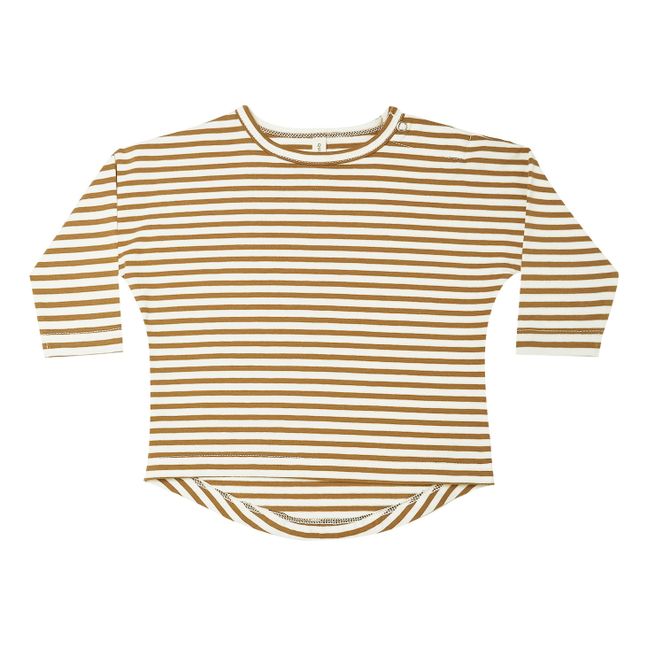 Organic Cotton Striped T-shirt Camel