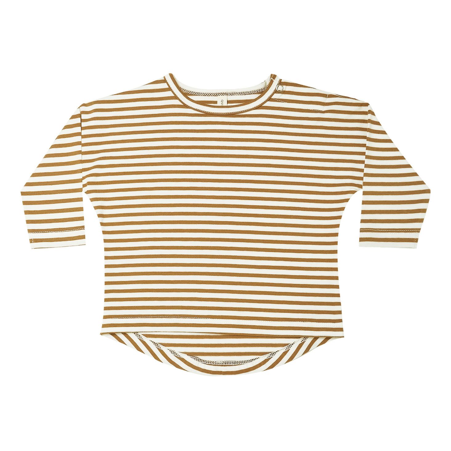 Organic Cotton Striped T-shirt Camel- Product image n°0