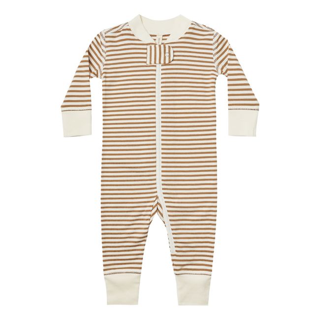 Organic Cotton Striped Pyjamas Kamelbraun