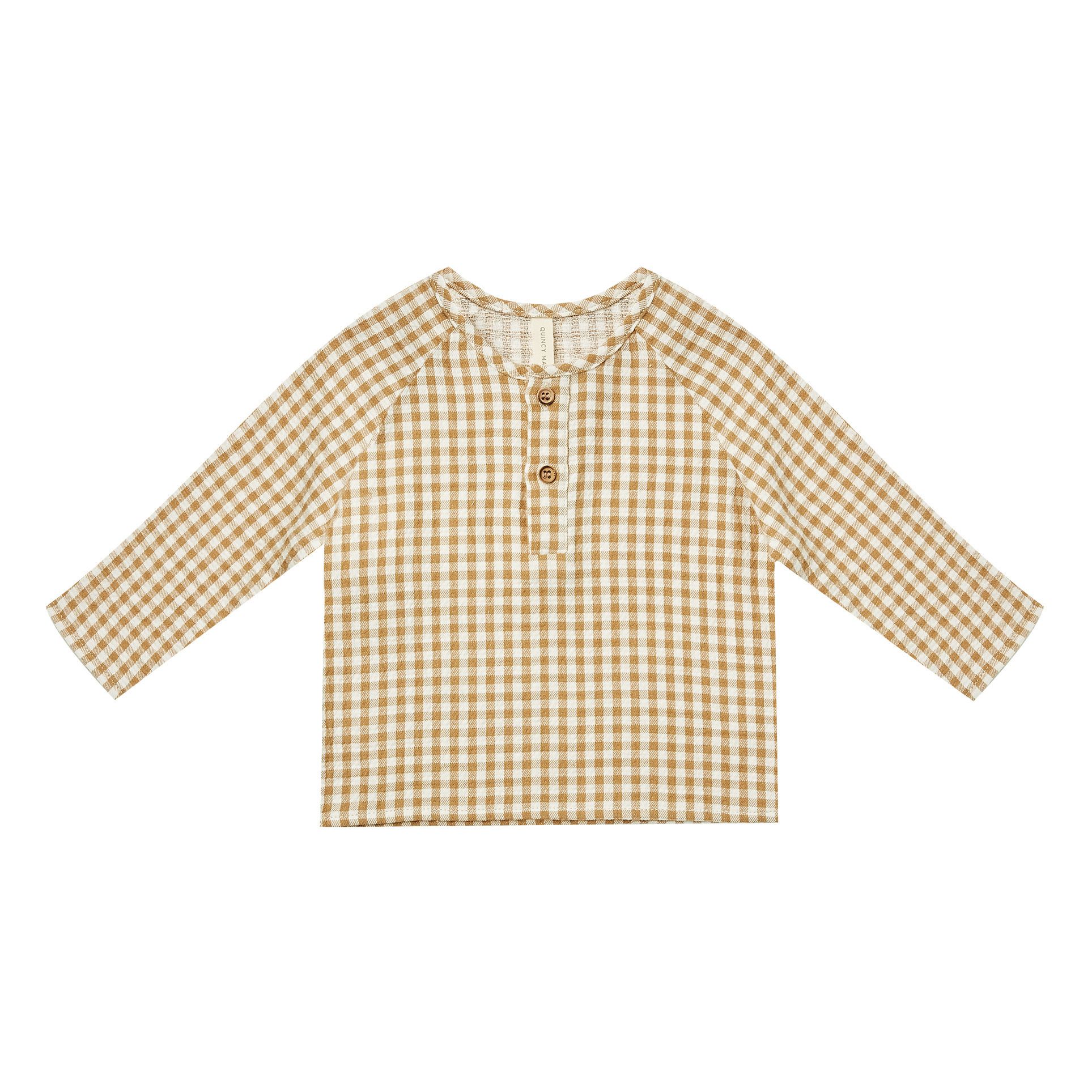 Camiseta vichy de doble gasa de algodón orgánico Miel- Imagen del producto n°0