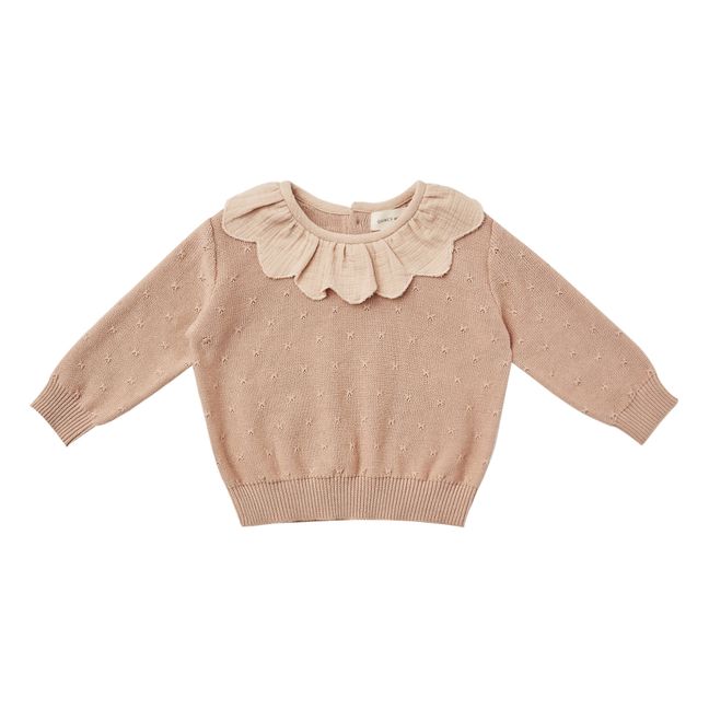 Knitted Organic Cotton Petal Collar Jumper Pale pink
