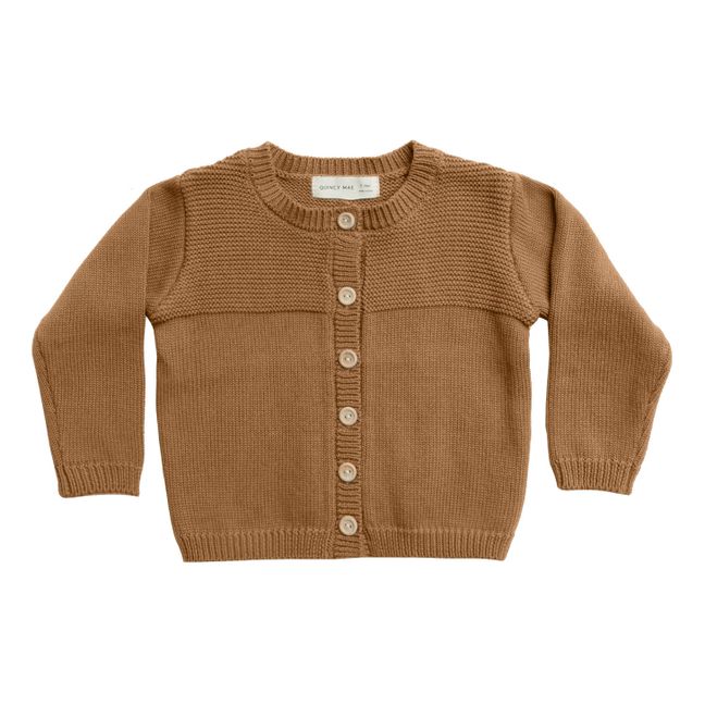 Organic Cotton Knitted Cardigan Camel