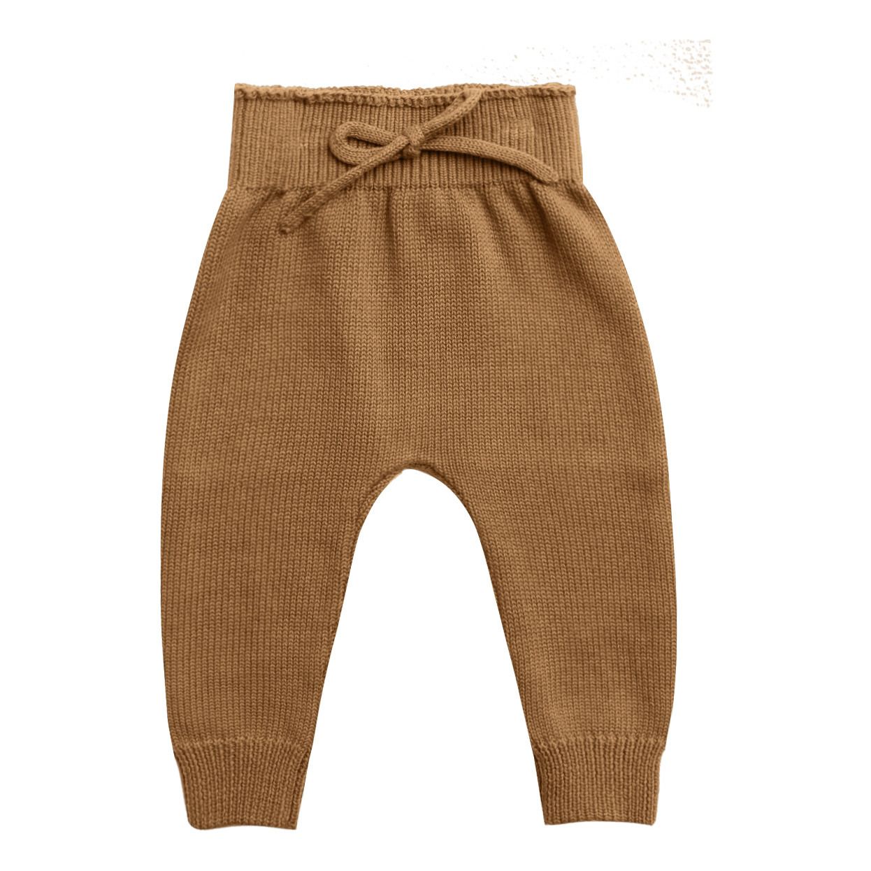 Organic Cotton Knitted Harem Pants Camel- Product image n°0