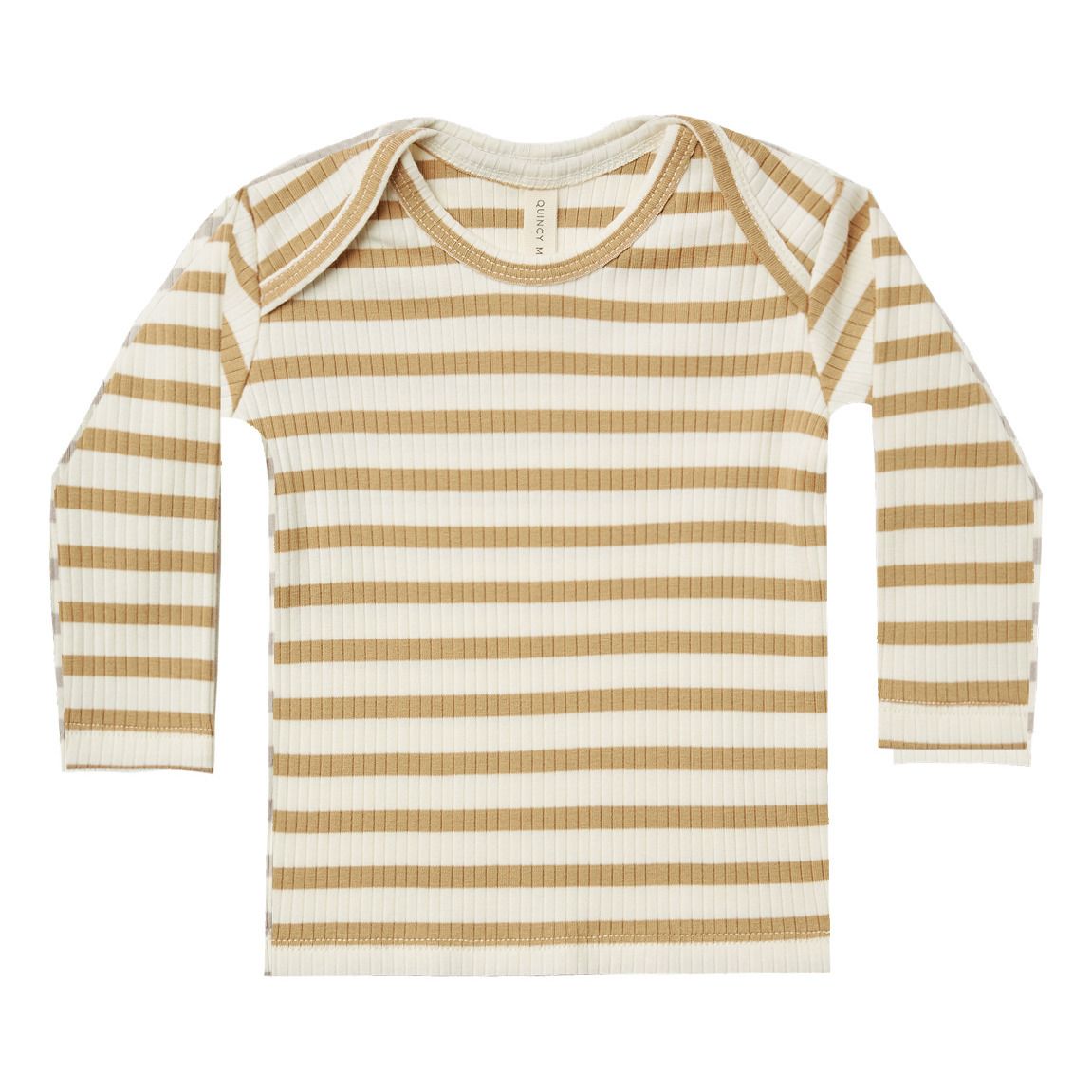 Camiseta a rayas de manga larga de algodón orgánico Miel- Imagen del producto n°0