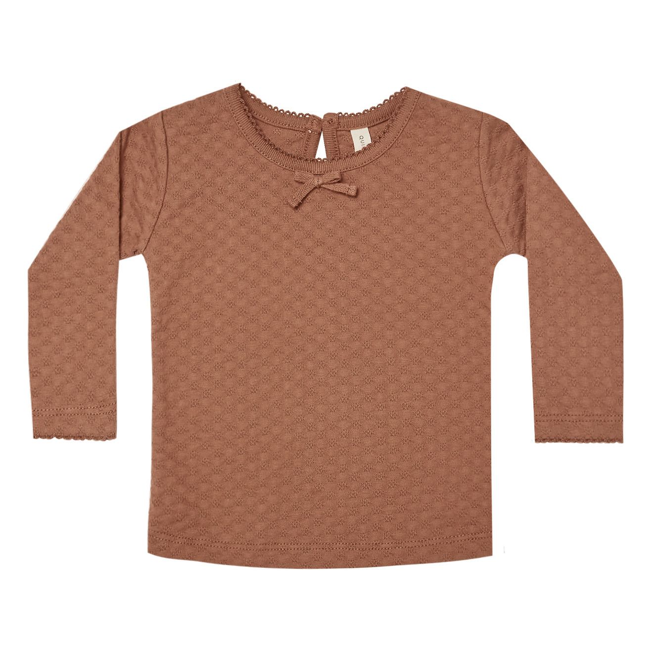 Quincy Mae - T-Shirt Pointelle Coton Bio - Fille - Marron