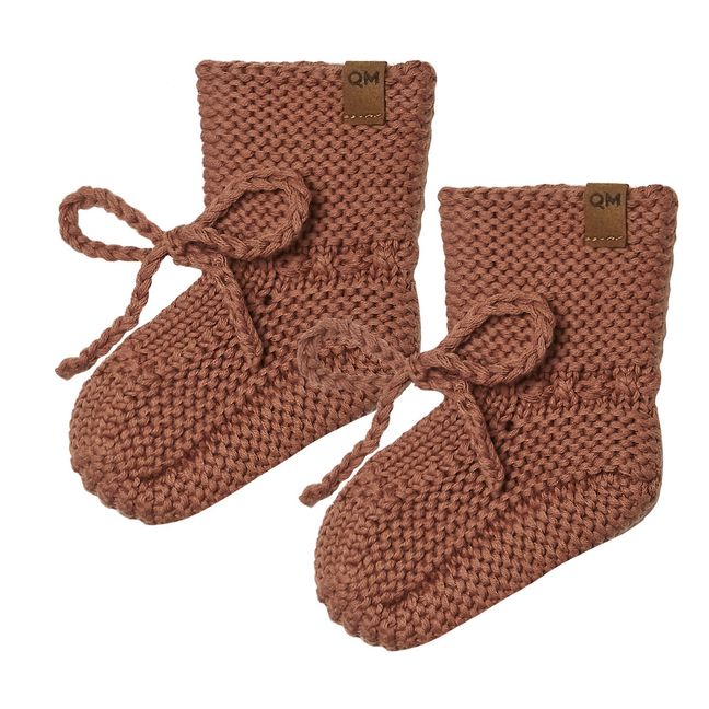 Organic Cotton Knit Booties Ochre