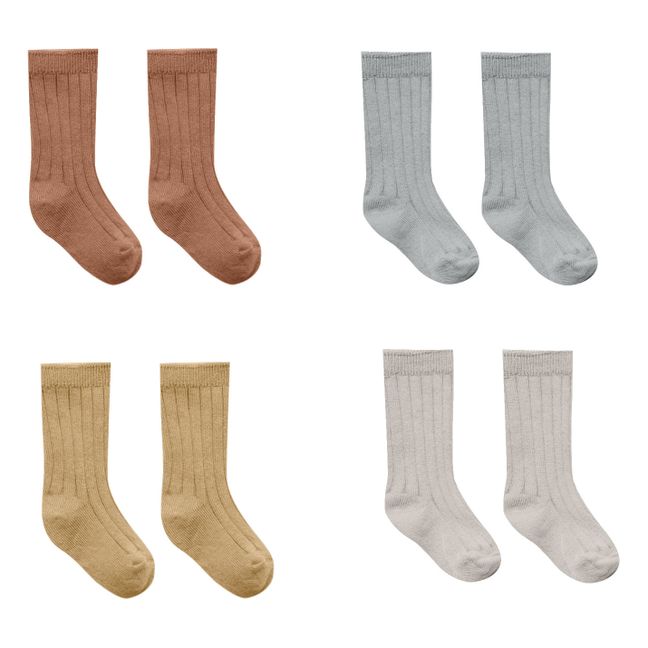 Set of 4 Organic Cotton Socks Multicoloured