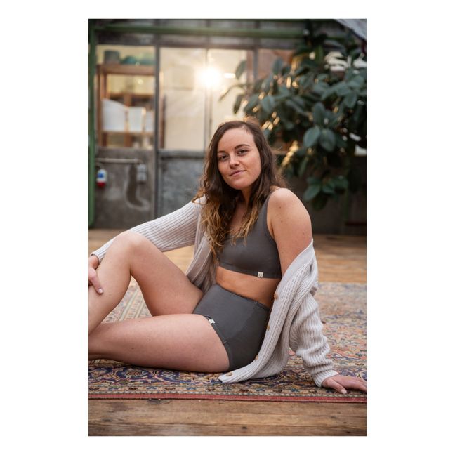 Culotte Taille Haute Coton Bio - Collection Femme  | Gris anthracite