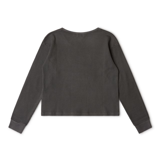 T-Shirt Côtelé Coton Bio - Collection Femme  | Gris anthracite