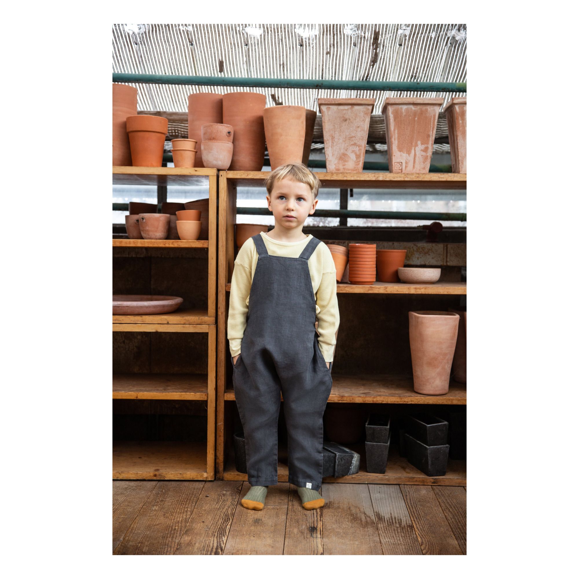 Lou Linen Overalls Charcoal grey- Product image n°2