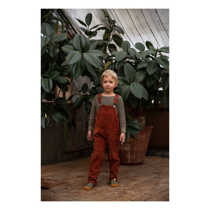 Luka Organic Cotton Corduroy Overalls | Brick red- Product image n°2
