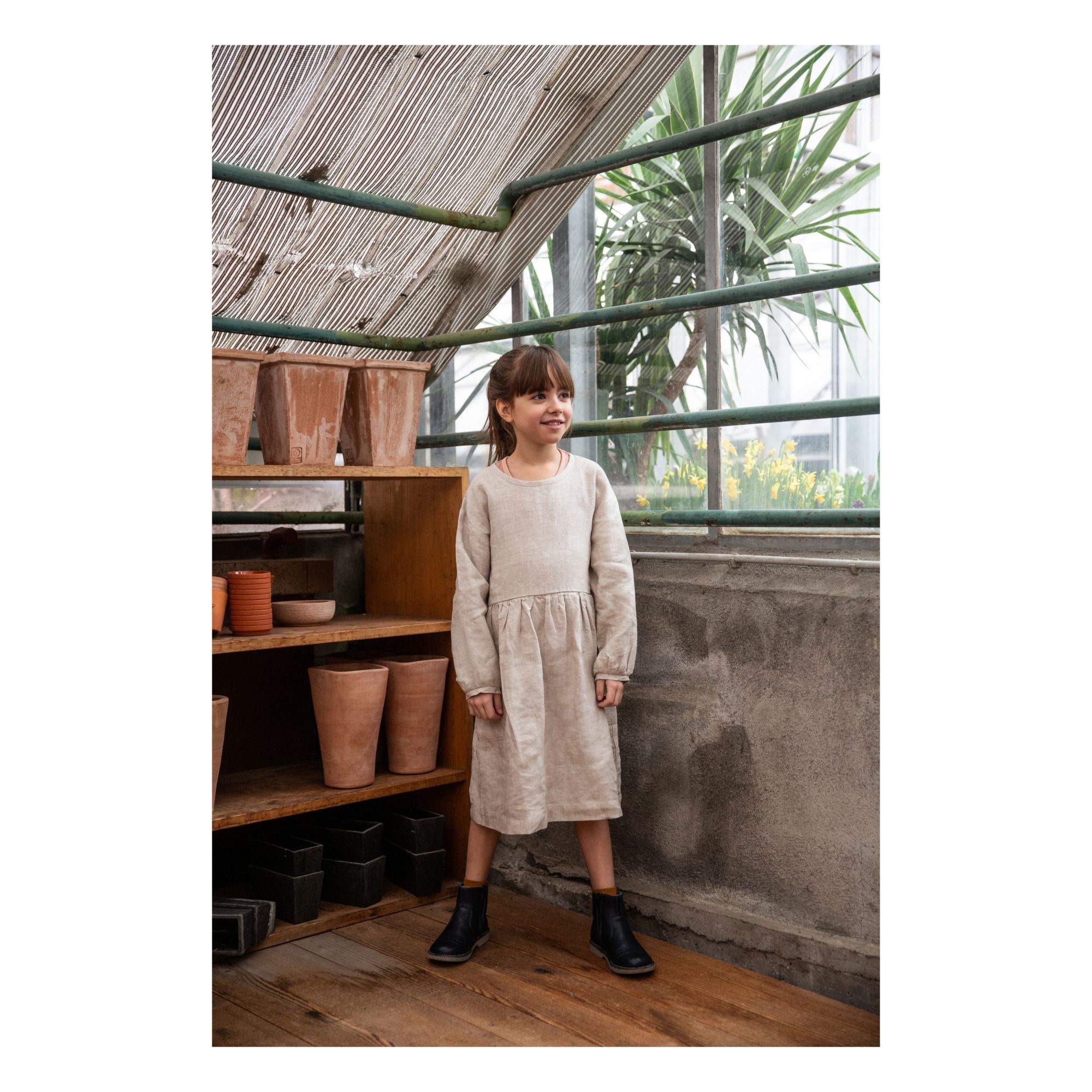 Alma Linen Dress Light grey- Product image n°1