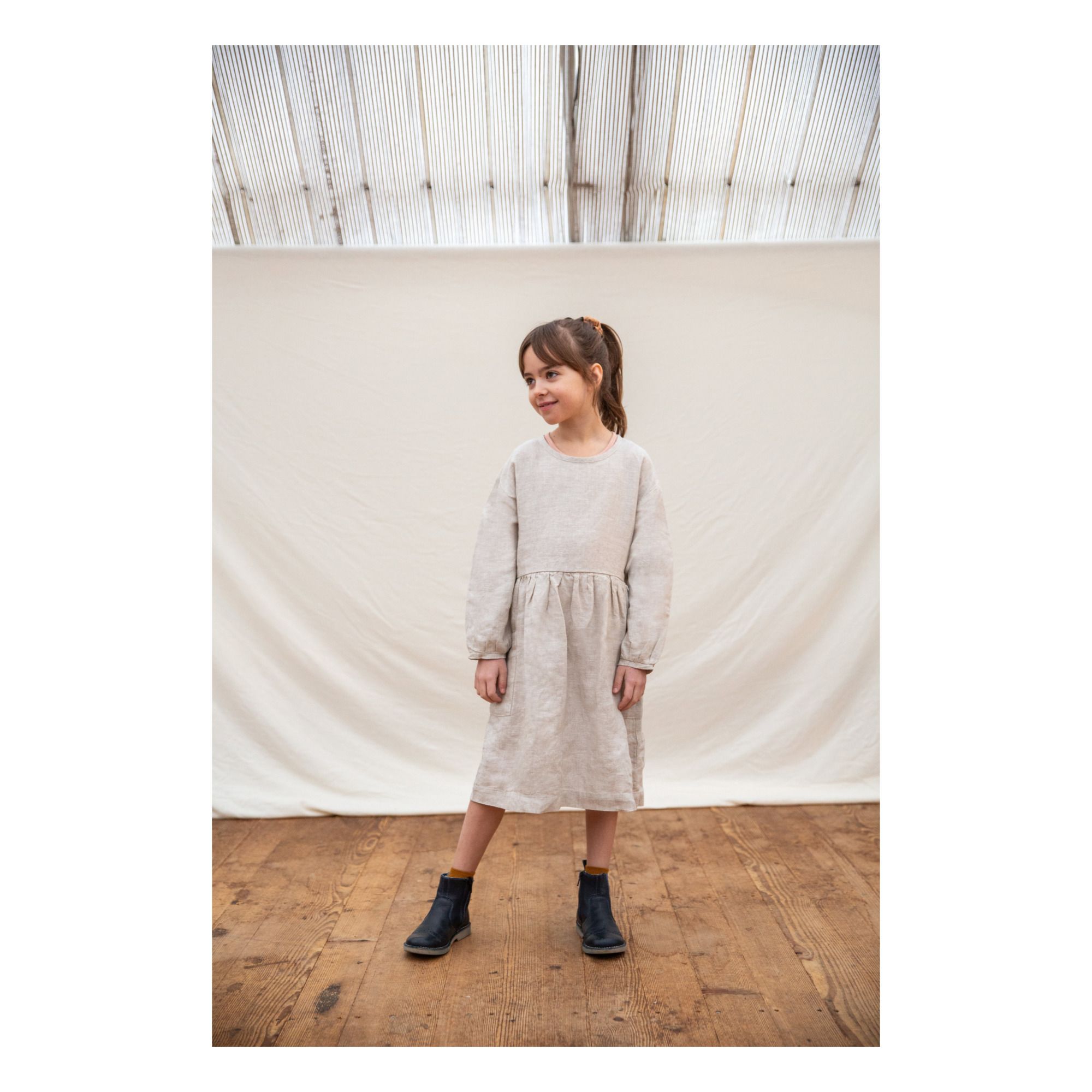 Alma Linen Dress Light grey- Product image n°5
