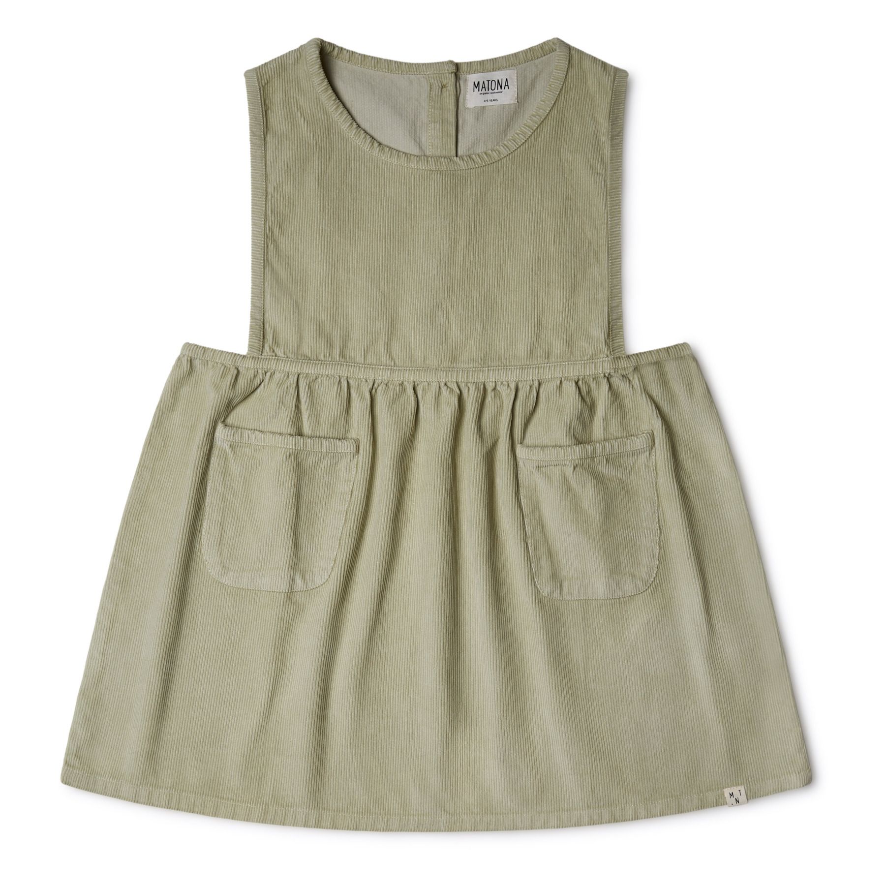 Matona - Robe Tablier Velours Coton Bio Nora - Fille - Vert pâle