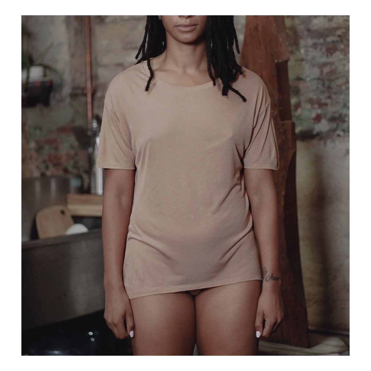 Baserange - Loose Bamboo T-shirt - Nude | Smallable