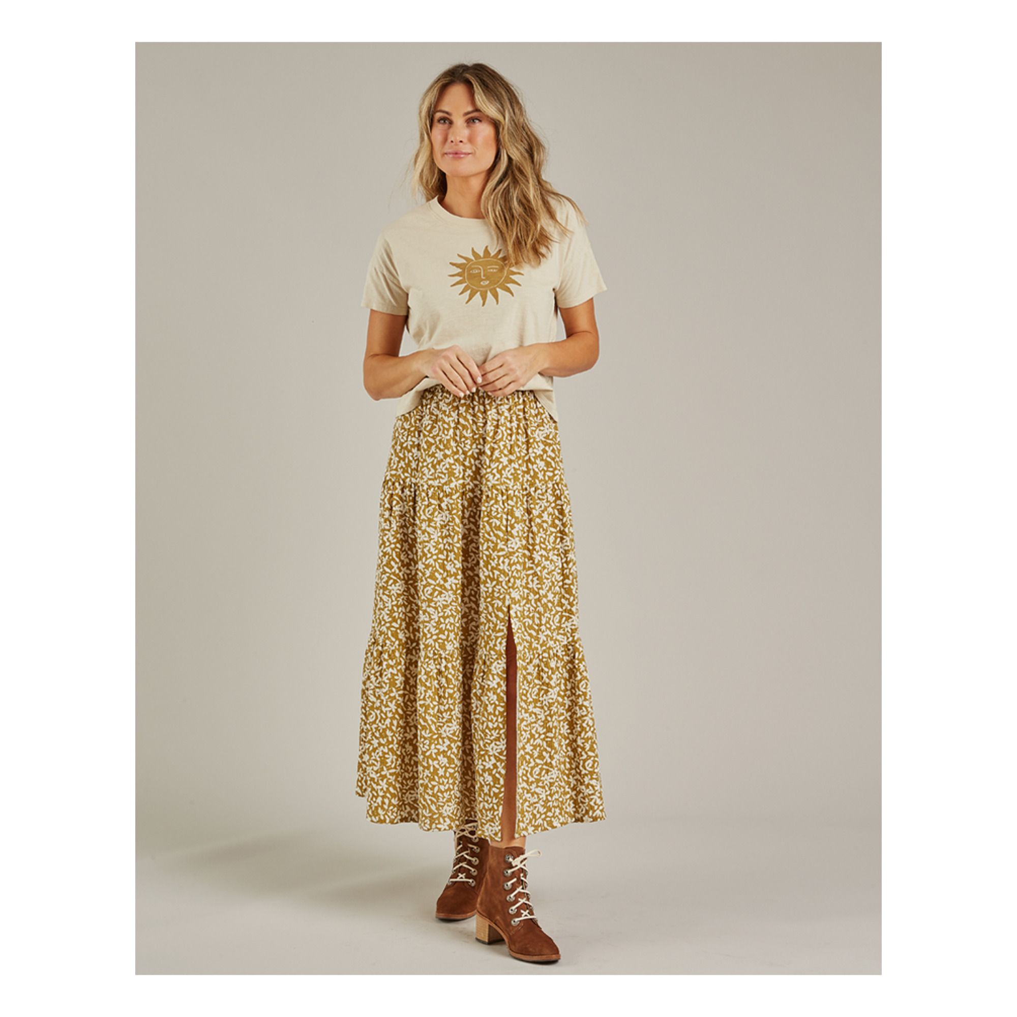 lucia maxi skirt - mustard leopard