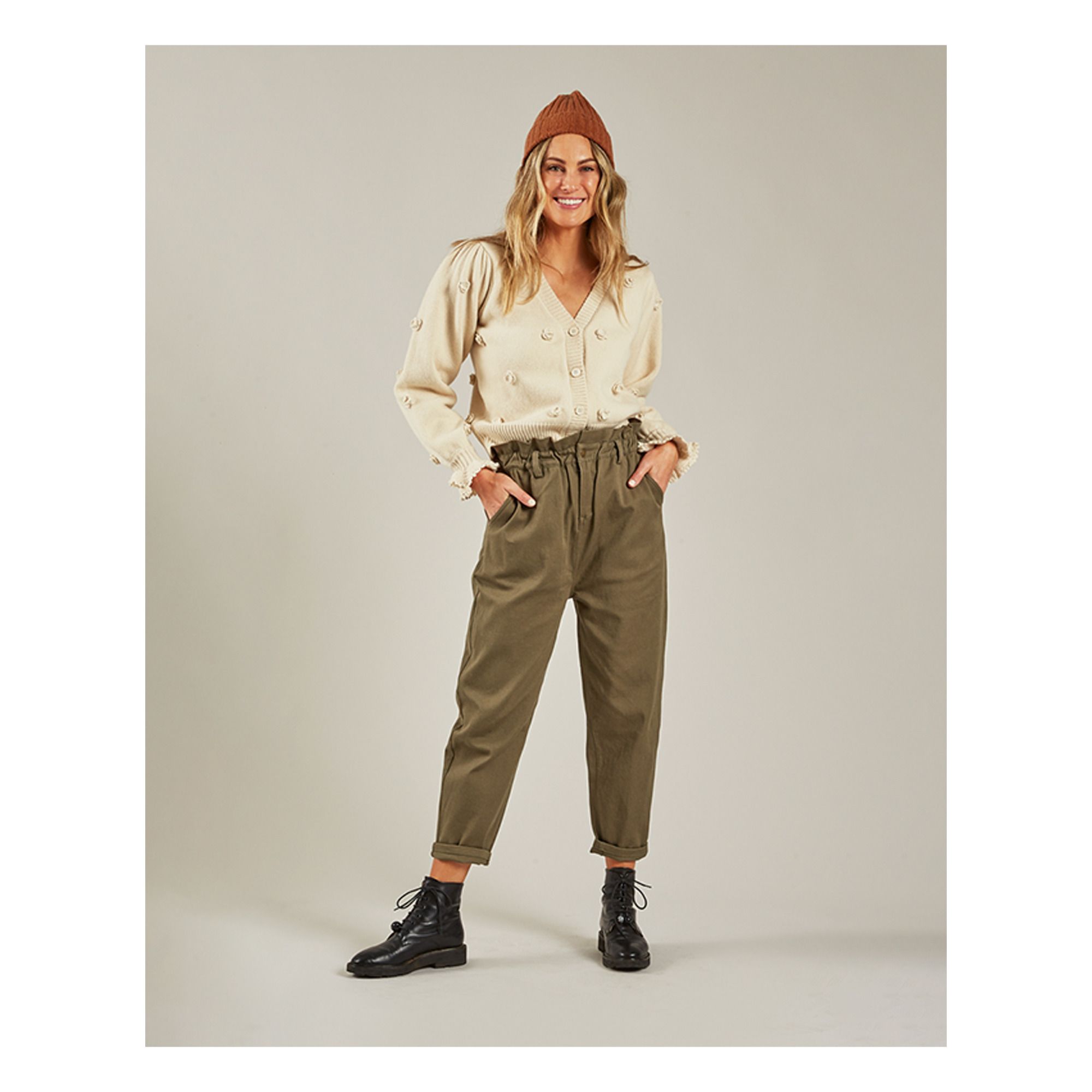 Rylee + Cru - Pantalon Taille Elastique -Collection Femme- - Vert kaki