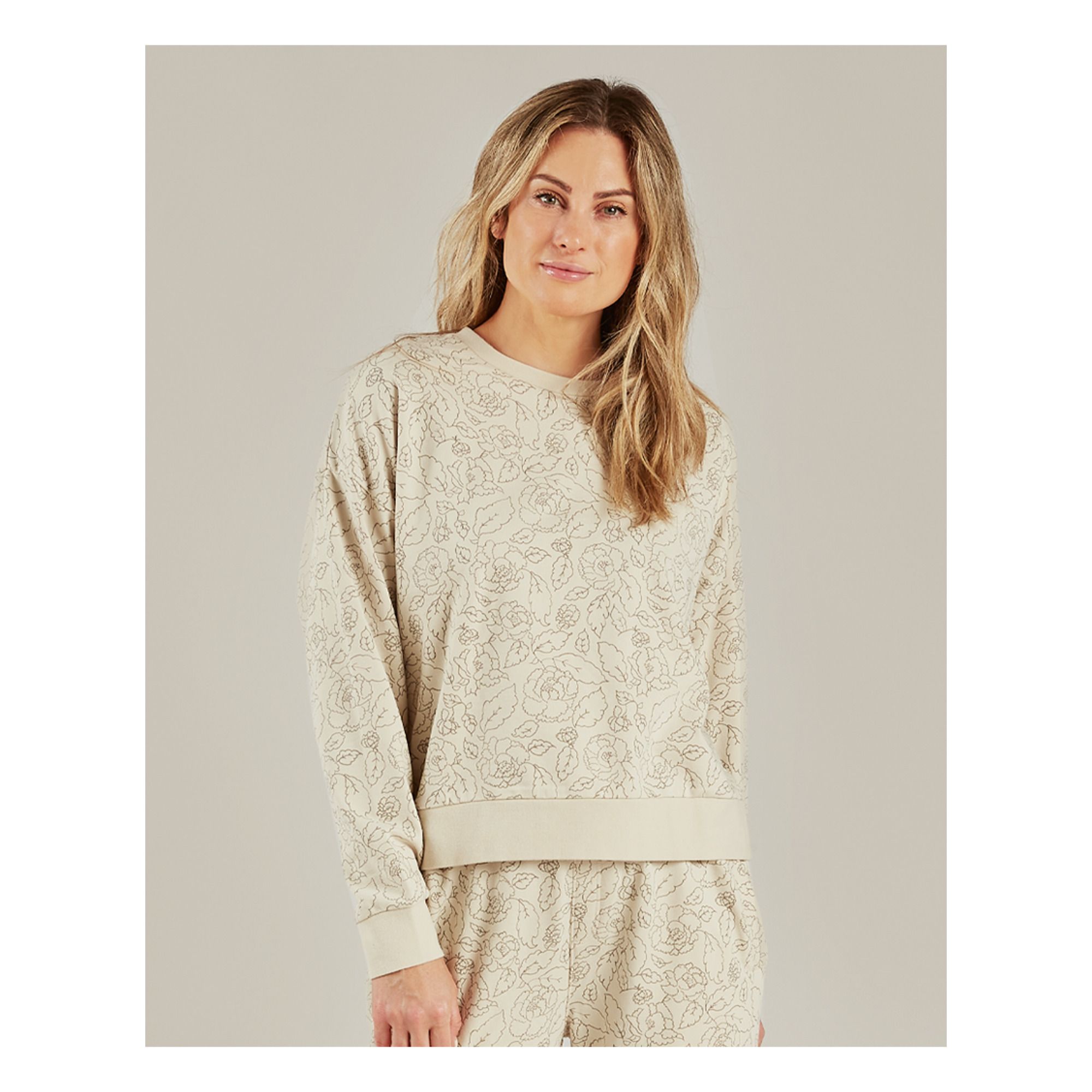 Rylee + Cru - Sweat Fleurs -Collection Femme- - Crème