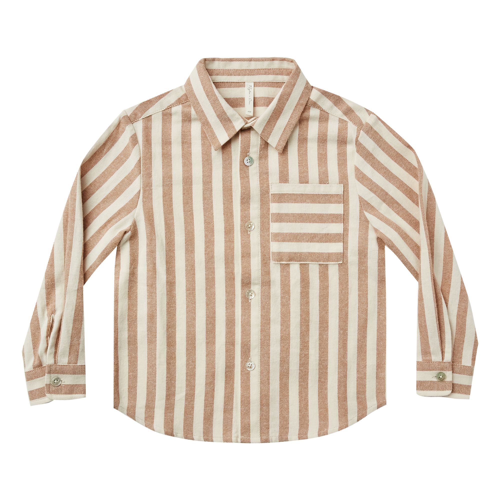 Striped Flannel Shirt Camel- Product image n°0