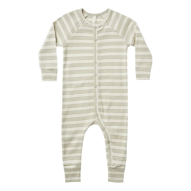 Striped Organic Cotton Pyjamas Green water