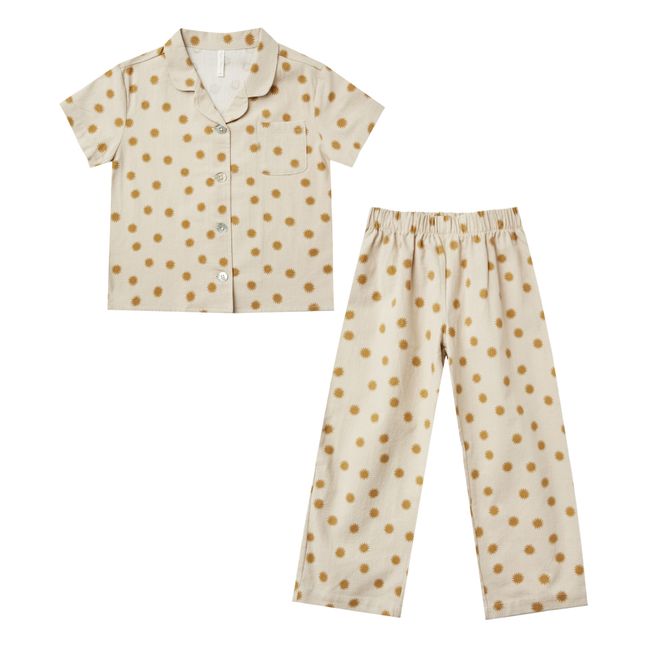 Organic Cotton Top and Bottom Sun Pyjama Set  Cream