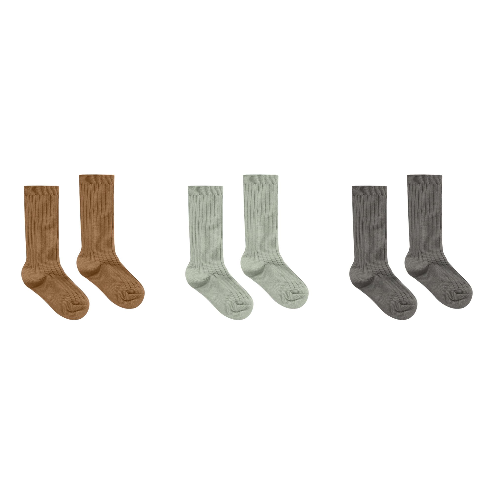 Set of 3 Ribbed Socks Green- Product image n°0