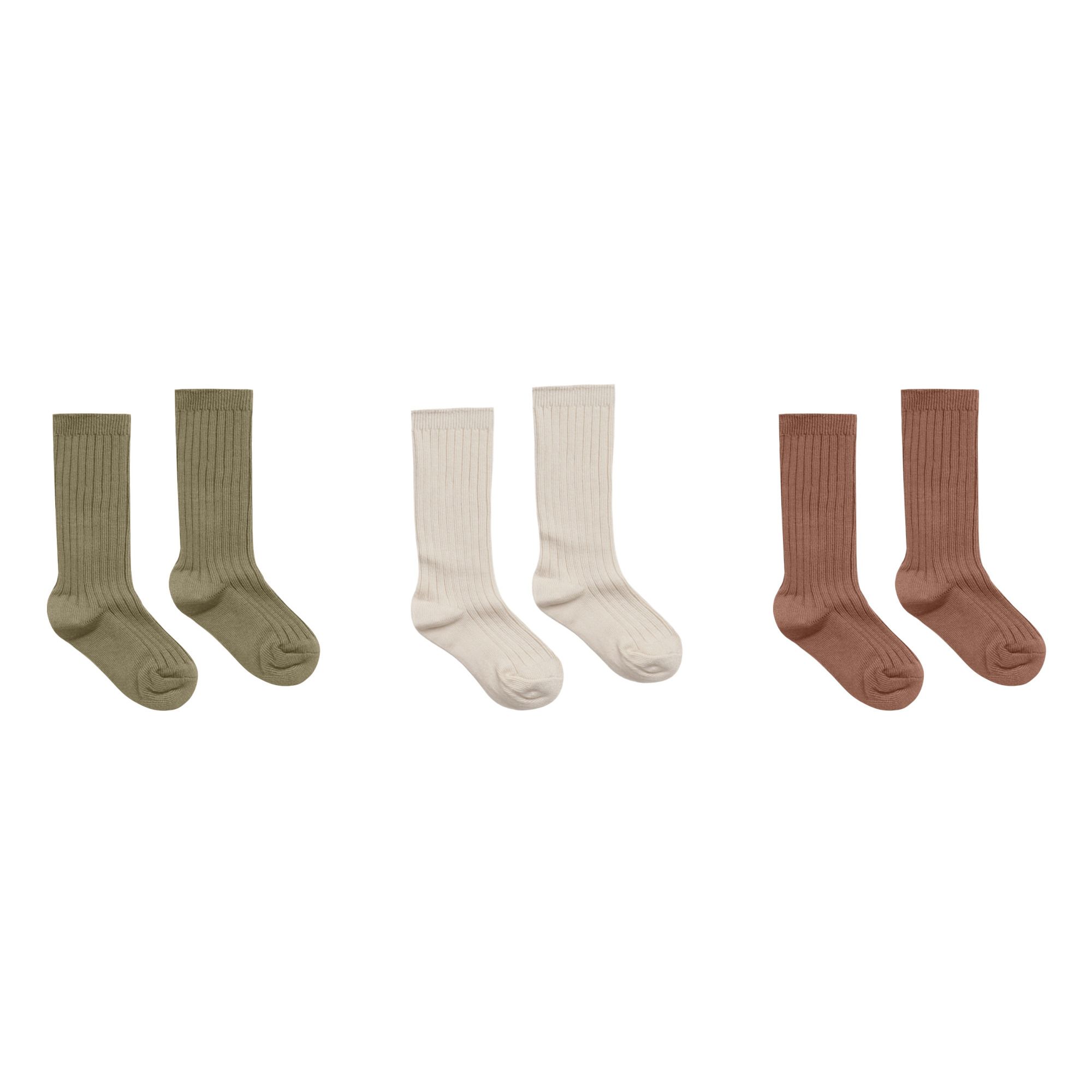 Lote de 3 pares de calcetines altos de canalé Camel- Imagen del producto n°0
