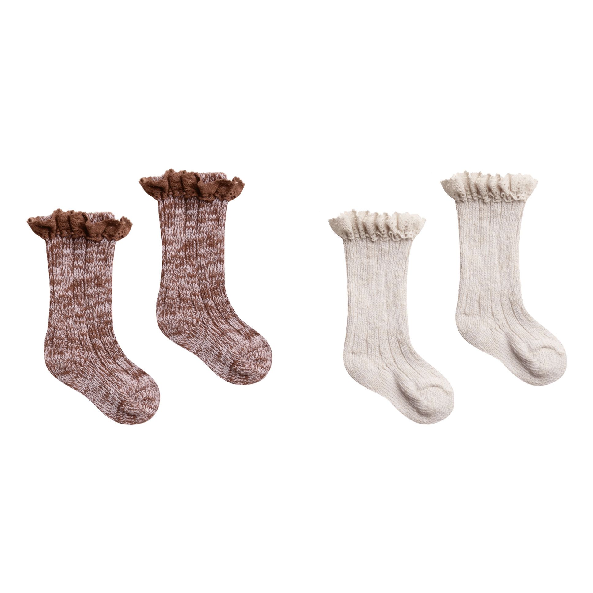 Lote de 2 pares de calcetines con volantes Crema- Imagen del producto n°0
