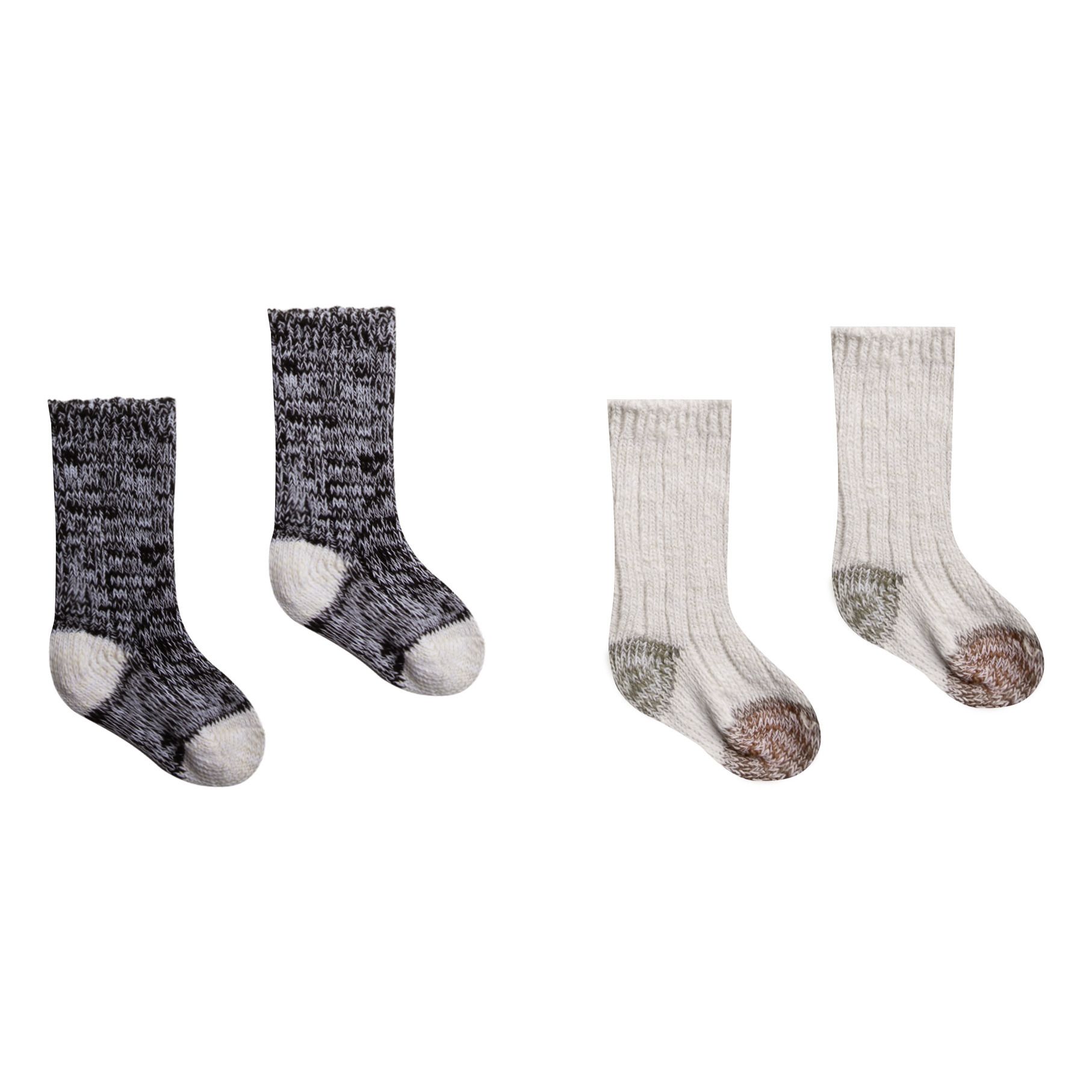 Set of 2 Colourblock Socks Cream- Product image n°0