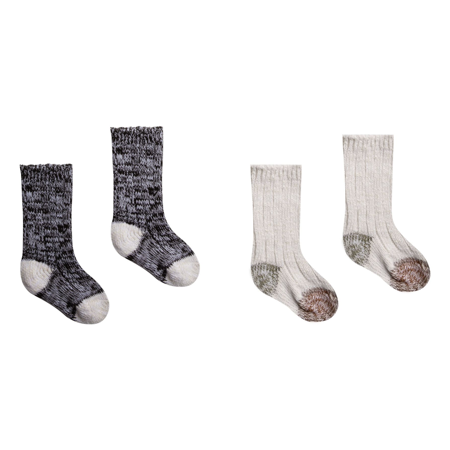 Rylee + Cru - Lot 2 Paires Chaussettes Colorblock - Fille - Crème