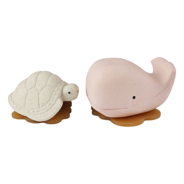 Cofanetto di giocattoli per il bagnetto riciclati - Tartaruga e balena | Rosa