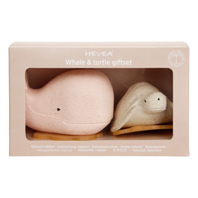 Caja de juguetes de baño supra reciclados - Tortuga y ballena | Rosa