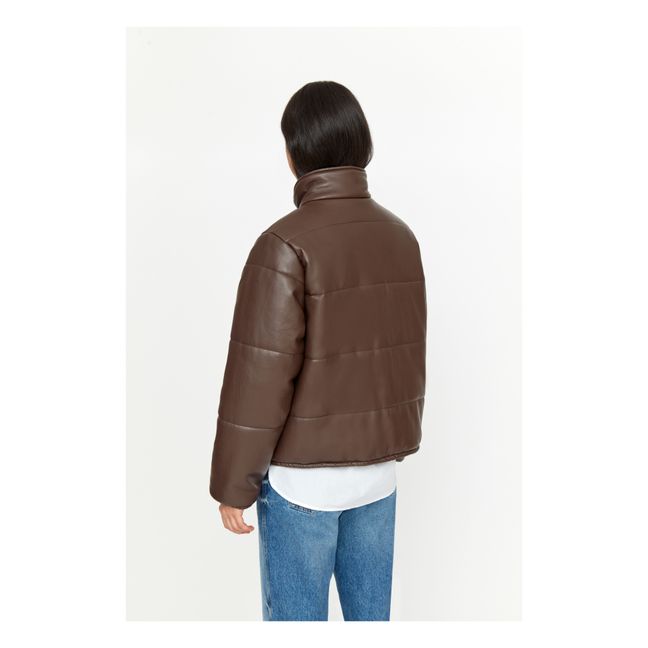 Valentine Recycled Leather Down Jacket Chocolate