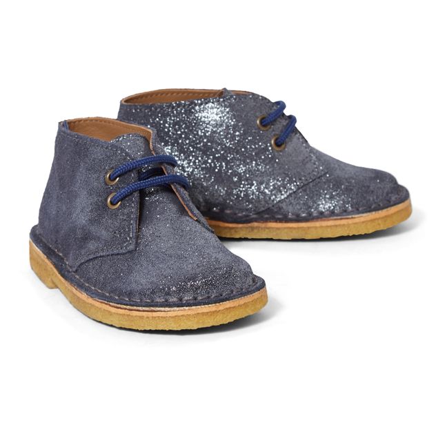 Lace-Up Glitter Boots - Two Con Me Collection Navy blue