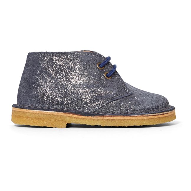 Lace-Up Glitter Boots - Two Con Me Collection Navy blue