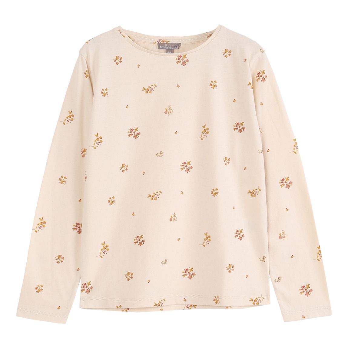 Emile et Ida - T-Shirt Coton Bio Fleuri - Fille - Ecru