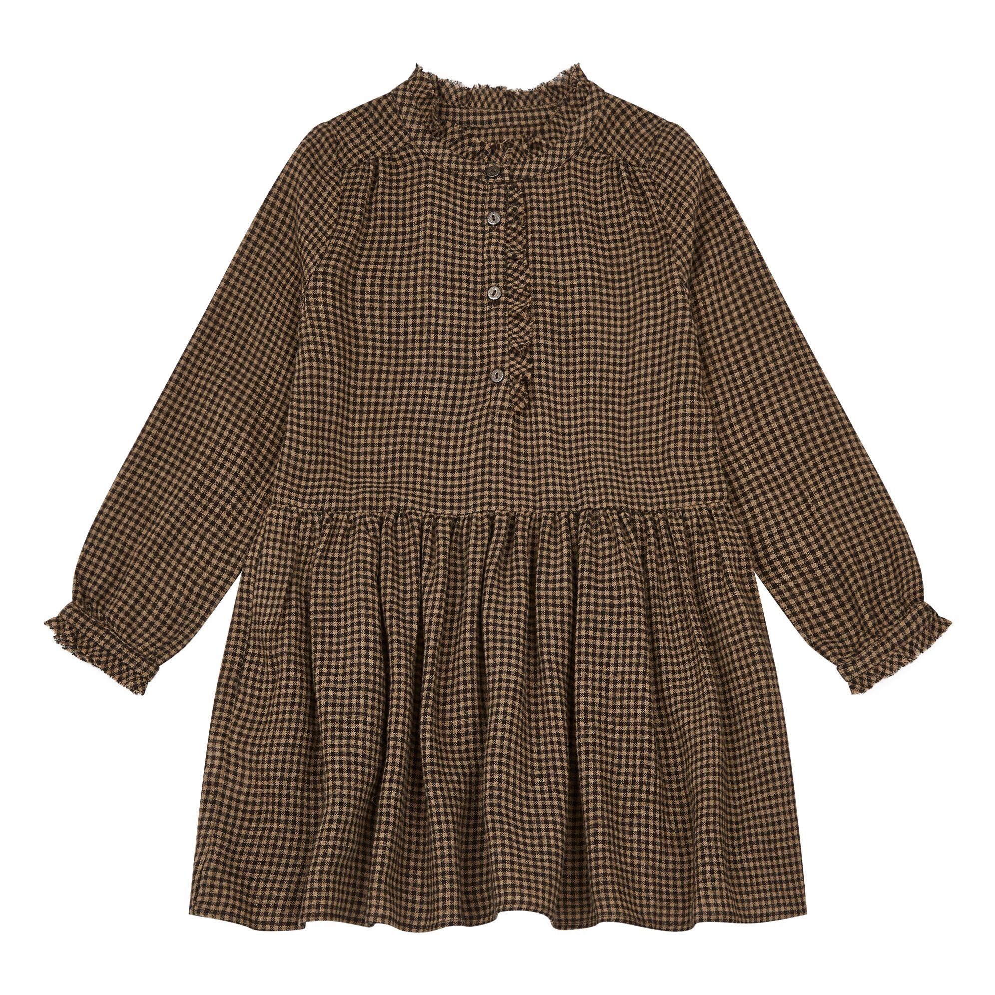 Emile et Ida - Robe Viscose et Laine Vichy - Fille - Gris